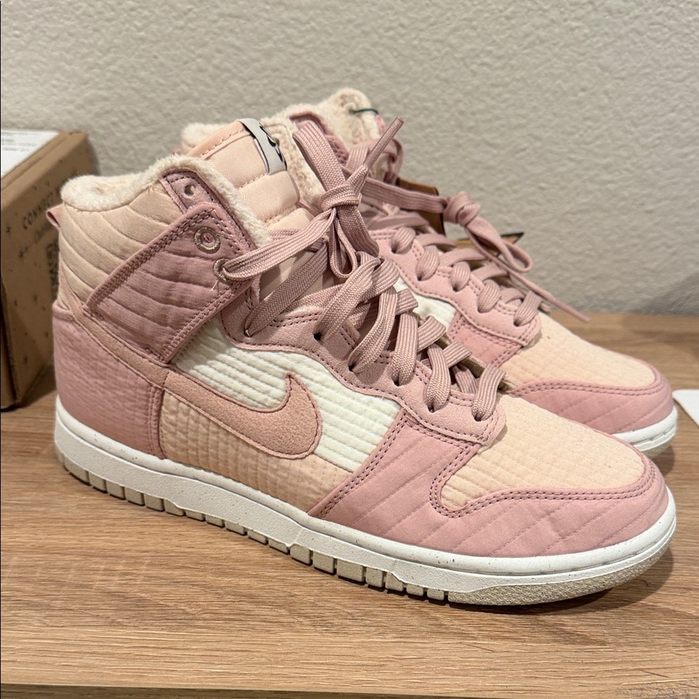 Women's Nike Dunk Pink Quilted High-Top Sneakers